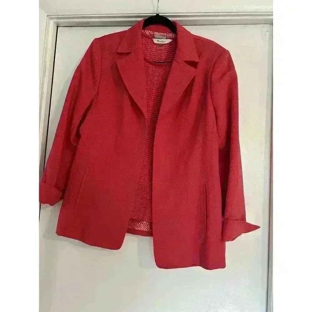 TanJay Women’s 16 Pink Blazer Jacket With Coordinating Medium Short Sleeve Shirt